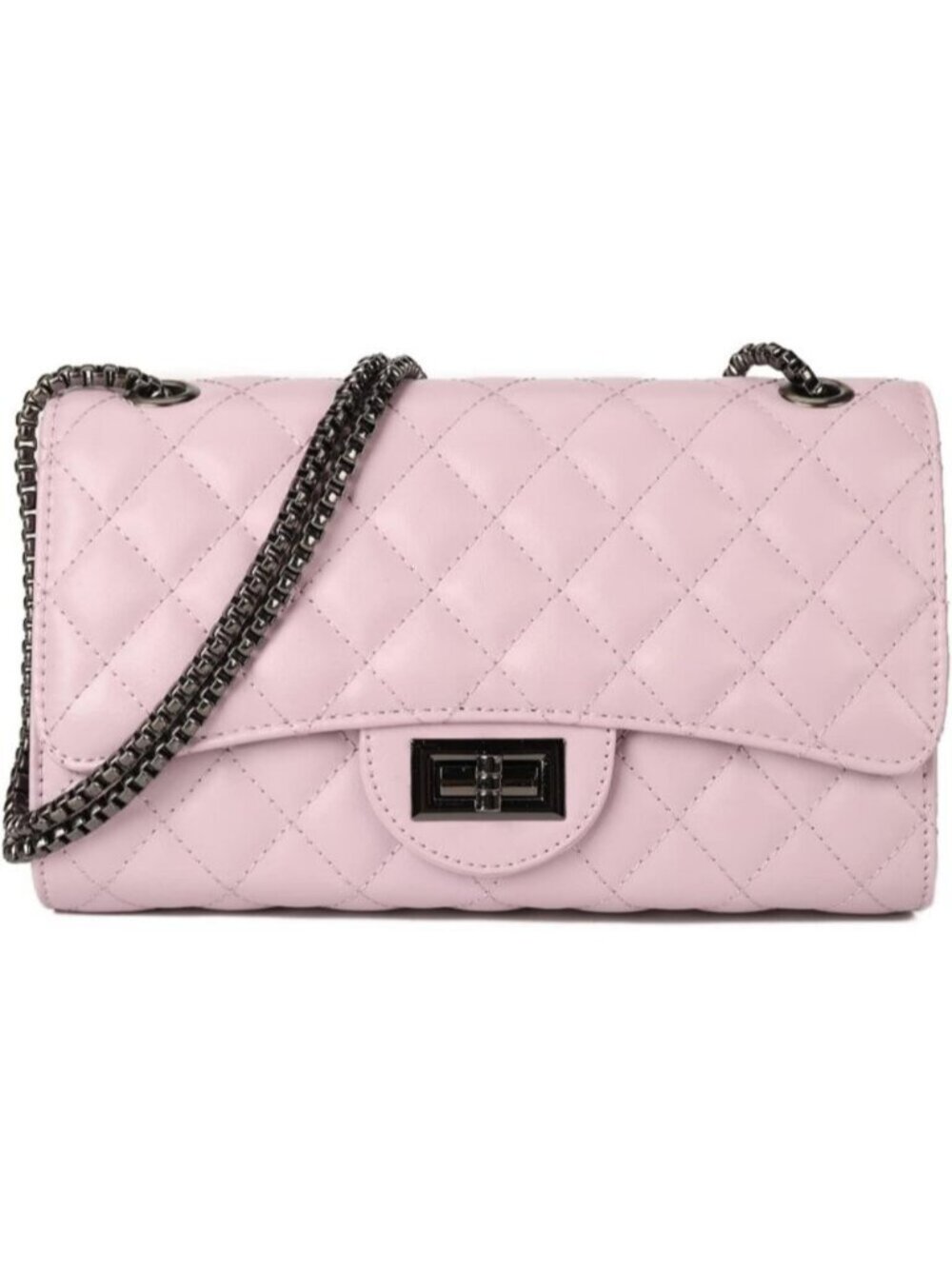 〽️Women Light Purple Structured Purse Chain Strap Quilted Crossbody Shoulder Bag
